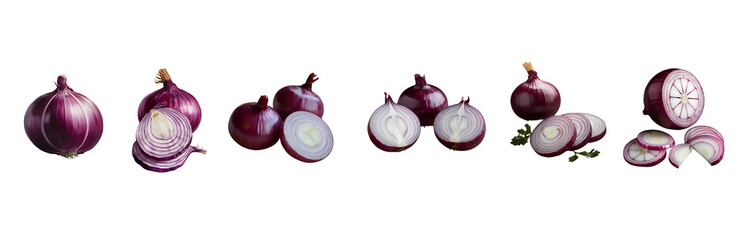 Close-Up of Red Onions with Sliced Pieces – Fresh, Sweet, and Vibrant, Perfect for Culinary and Fine Art Food Imagery