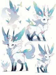 Obraz premium Anime White Dragon with Blue and Pink Accents