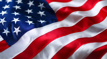 Obraz premium Close up of the american flag waving in the wind 