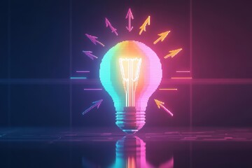Creative Light Bulb Emitting Arrows Symbolizing Ideas Innovation and Inspiration in a Dynamic and Modern Conceptual Artwork Setting for Bright Minds