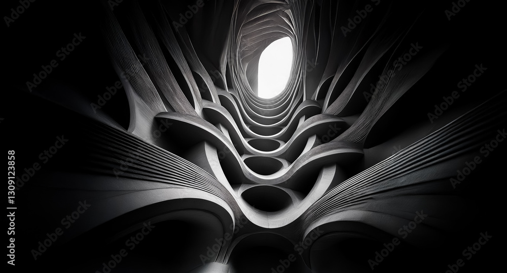 Leinwandbilder a striking abstract background showcases flowing, organic shapes in monochrome. the image evokes a s