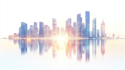 City Modern City Moment Pastel Twilight Glowing Skyline