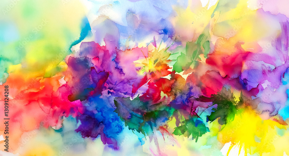 Poster colorful abstract background with vibrant splashes of paint creating a dynamic and artistic design. 
