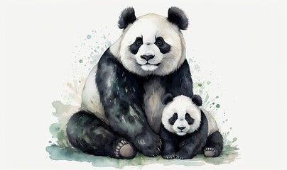 Ilustraci&oacute;n en acuarela de Oso panda