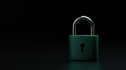 Fototapeta premium A padlock on a black background, in a simple, minimalistic style. 
