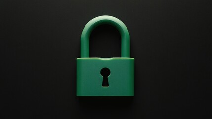 Fototapeta premium A padlock on a black background, in a simple, minimalistic style. 