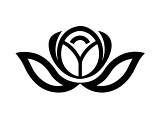 Elegant Black and White Rose Logo Design for Branding , Simple, stylized black and white rose logo, perfect for a brand needing a sophisticated, classic image.