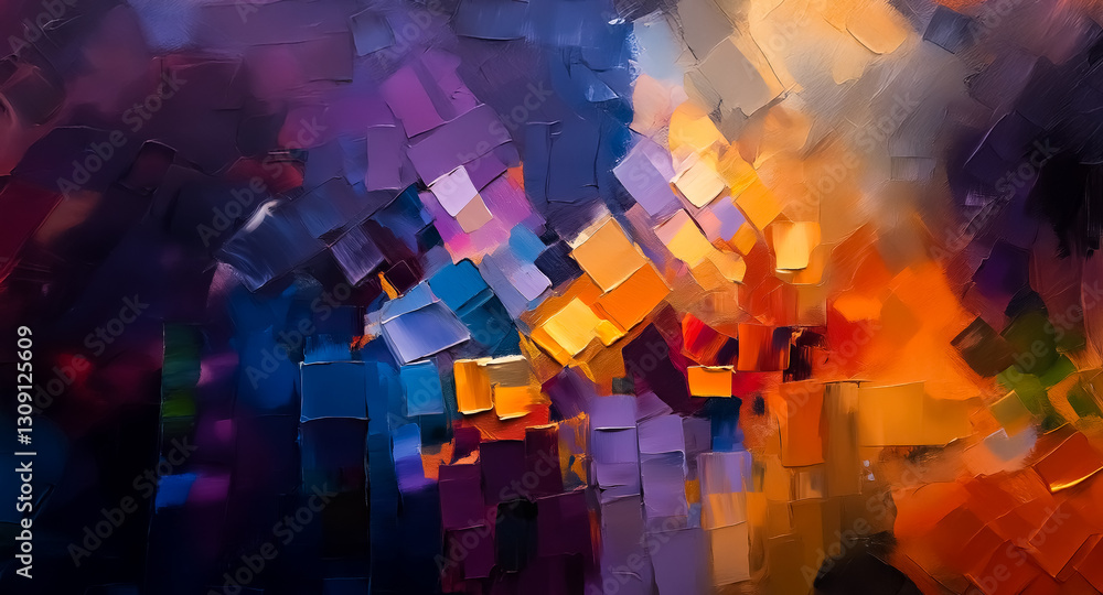 Aufkleber abstract background with a textured, painterly style. bold brushstrokes in shades of blue, purple, o