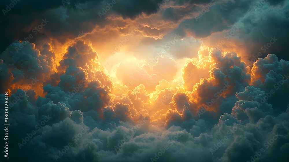 Poster a magnificent view of glowing clouds filled with light and color
