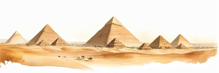 Ilustraci&oacute;n en acuarela de Pir&aacute;mides de Egipto