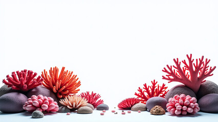 coral reefs set stark white backdrop creating isolated visual