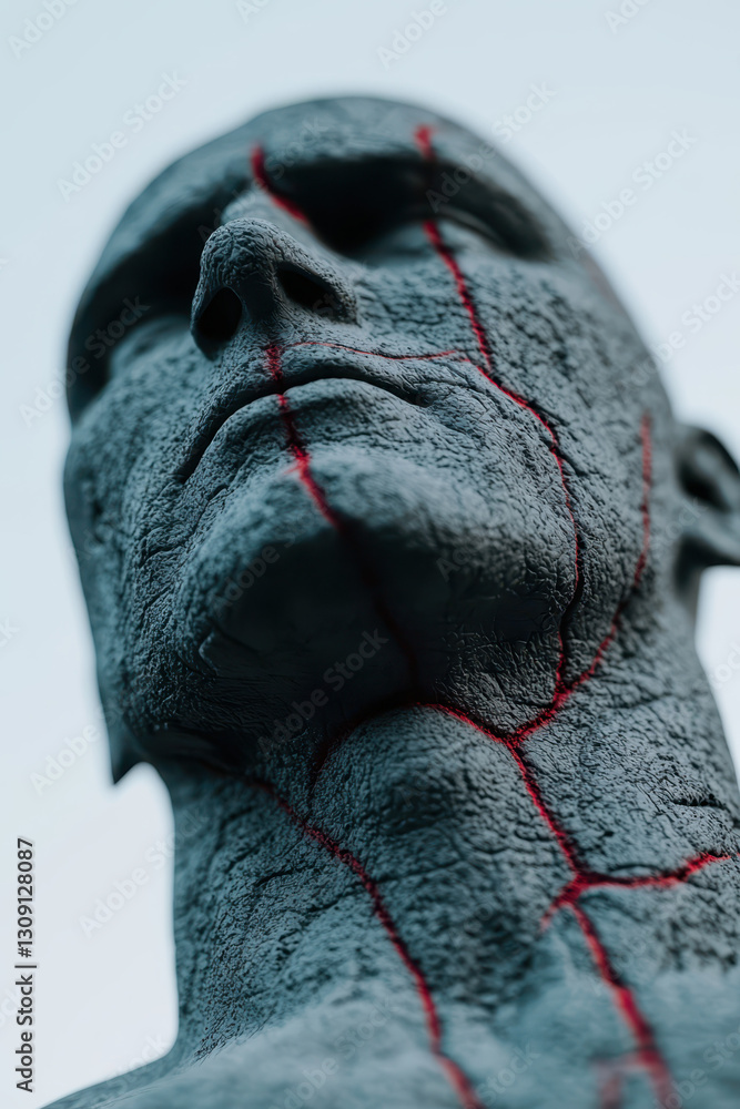 Poster exploring the depth of emotion: a visually striking sculpture capturing humanity's inner struggles a