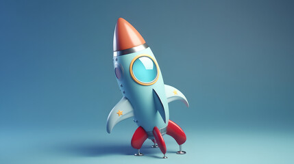 Adorable Cartoon Rocket Illustration