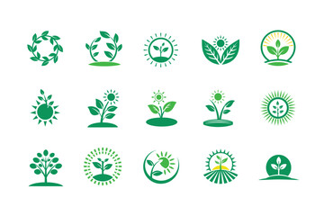   Sustainable Future nature logo illustration set on white background.