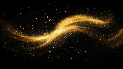 A Captivating Moment of Liquid Gold Frozen in Time: A High-Speed Photographic Study of a Dynamic Splash Against a Stark Black Backdrop