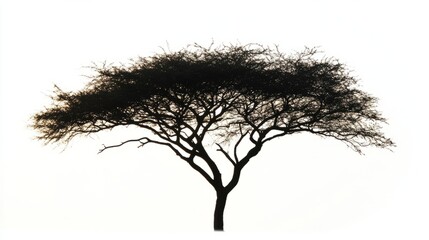 Generic Lone Silhouette View Tree Sunset Against Pale