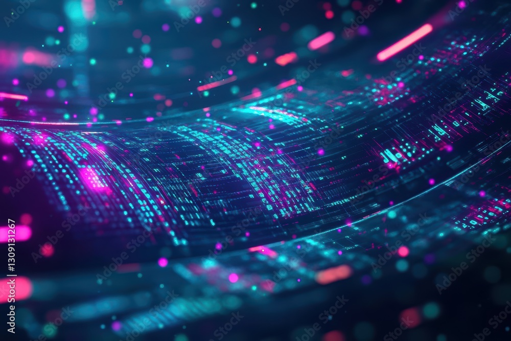 Poster dynamic abstract technology background featuring glowing particles and interconnected lines creating