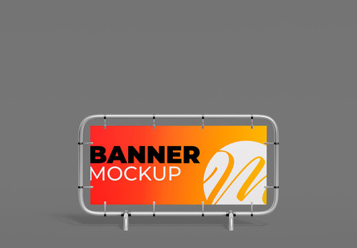 Metallic Frame Banner Frontal View Mockup