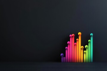 Fototapeta premium Vibrant Rainbow Colored Bar Chart Illustrating Data Trends with Vividly Distinctive Bars Representing Various Categories in a Dynamic Visual Presentation