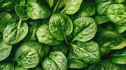 Obraz premium Fresh green spinach leaves organic healthy vegetable background