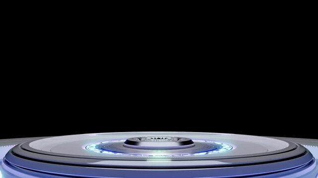 Power podium empty on black and green screen background. Technology background for displaying products or messages.  3D Render.