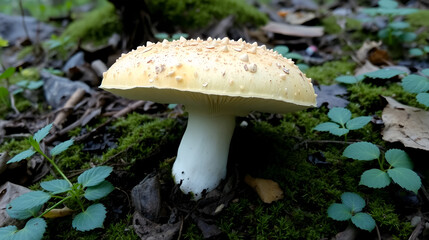 Bonnet Fungi with Bonnet Mould in Woodland