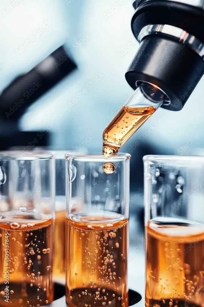 Poster exploring the intricacies of chemistry: precision in laboratory experiments with droplets and bubble