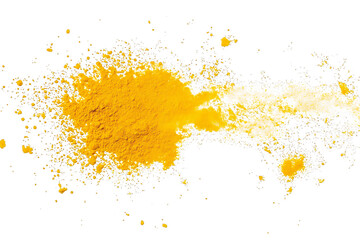 Yellow turmeric powder splash isolated on transparent background