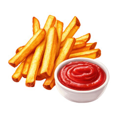 Delicious french fries with ketchup food photography studio close-up