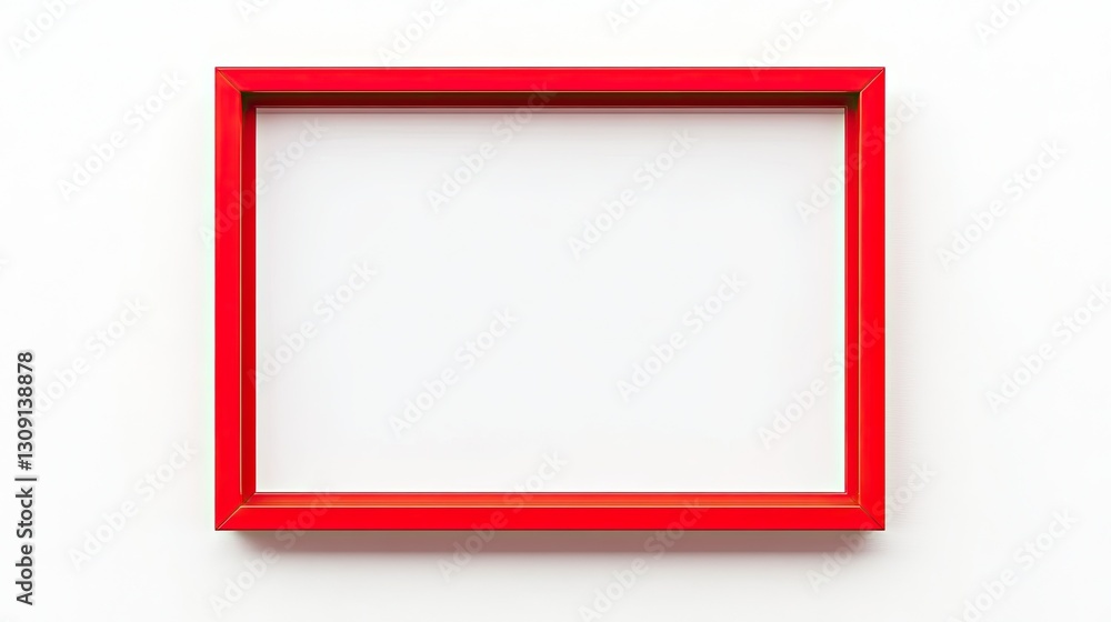 Poster A Vibrant Red Rectangular Frame Against a Pristine White Background, a Simple yet Striking Image Perfect for Minimalist Designs and Modern Art Projects
