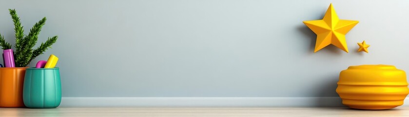 3Drendered illustration of an empty wall in a childrens room