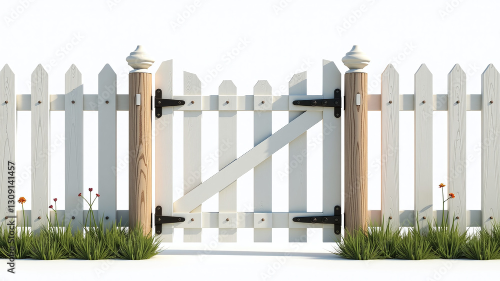 Poster simple picket gate set transparent white background showcasing clean modern design elements