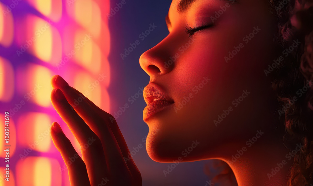 Aufkleber An Introspective Moment: Embracing Serenity in the Play of Light and Color