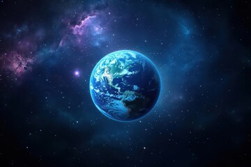 Fototapeta premium A blue planet floating in space