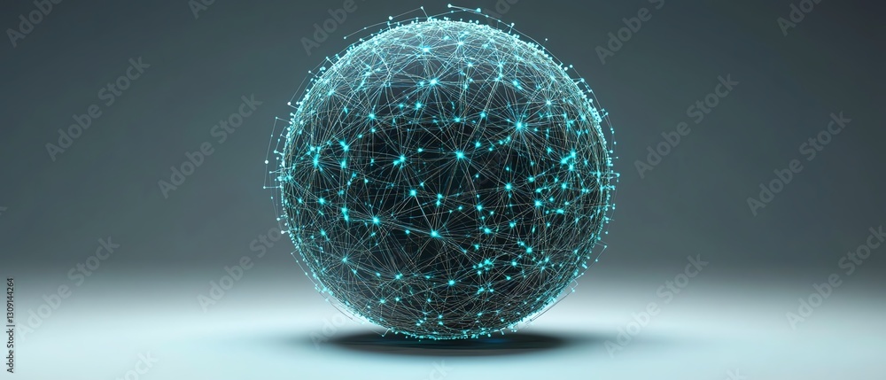 Poster hightech digital globe with glowing user icons and interconnected lines, illustrating the power of g