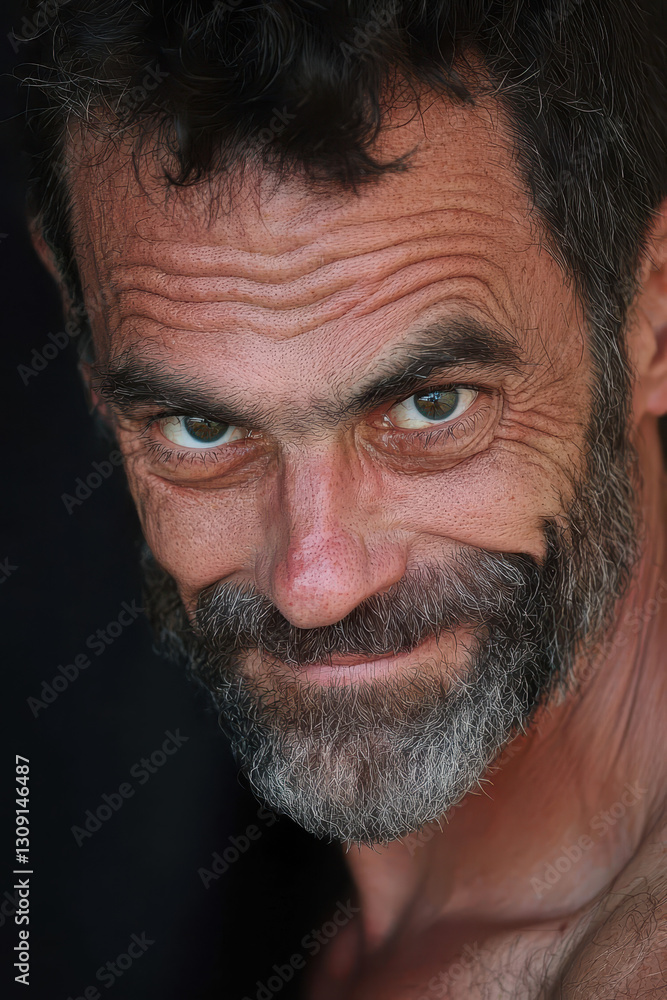 Aufkleber captivating portrait of an expressive man with a distinctive beard and a charismatic smile