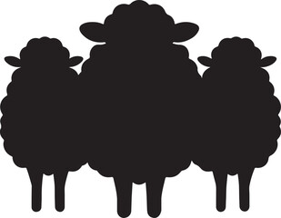 silhouette of three sheep group vector art illustration