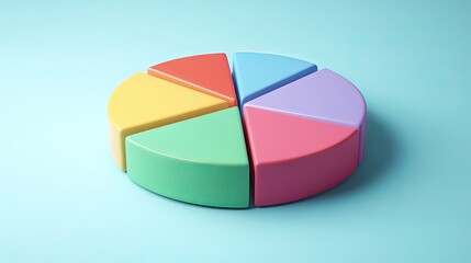 Colorful Pastel 3D Pie Chart Data Infographic Business Presentation Marketing Statistics Report Financial Success Growth Strategy Planning Colorful   