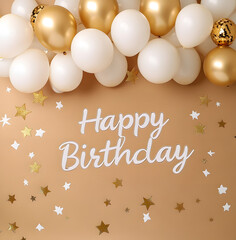birthday party balloons, colourful balloons background and birthday cake with candles	