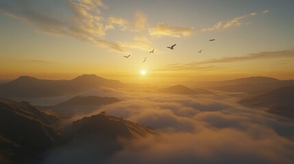 Obraz premium A Beautiful Sunrise Over a Scenic Place 