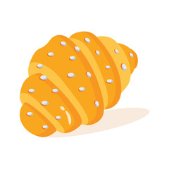 Yummy cartoon croissant, perfect for bakery or cafe branding.