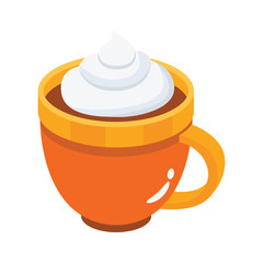 A warm cappuccino topped with fluffy whipped cream in an orange mug.