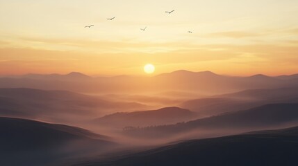Fototapeta premium A Beautiful Sunrise Over a Scenic Place 