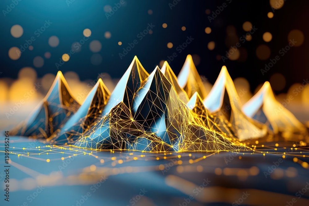 Aufkleber a lowpoly scene of abstract mountains with sharp edges