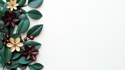 Dark floral corner design on white