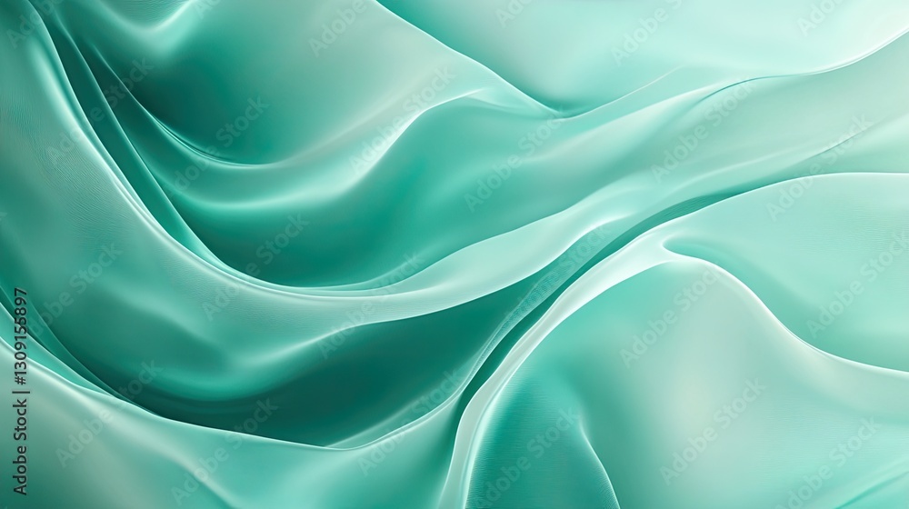 Aufkleber abstract teal silk fabric texture background image elegant smooth flowing waves soft drape luxurious