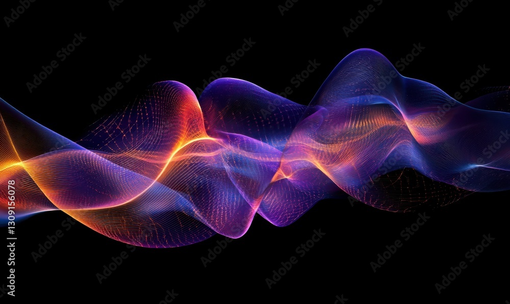Poster illuminating the mind: high-resolution image of light waves passing through the brain, signifying de