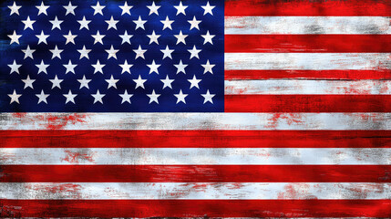 Fototapeta premium Rustic american flag with fifty stars and thirteen stripes