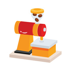 An electric coffee grinder machine, essential for fresh coffee preparation.