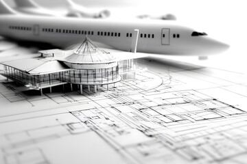 house, Apartment architecture plans with 3D building structure, Architect project drawing blueprint